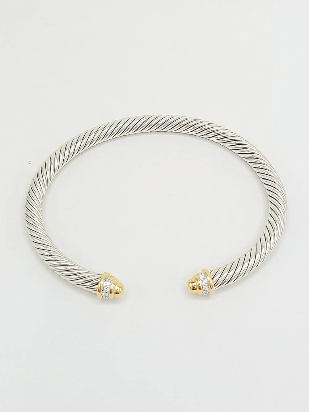 David Yurman Classic Cable Bracelet With Diamonds and Gold Dome , 5mm - Picture 3 of 8